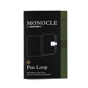 Black packaging of Monocle by Leuchtturm1917 Pen Loop with pen illustration on a white background