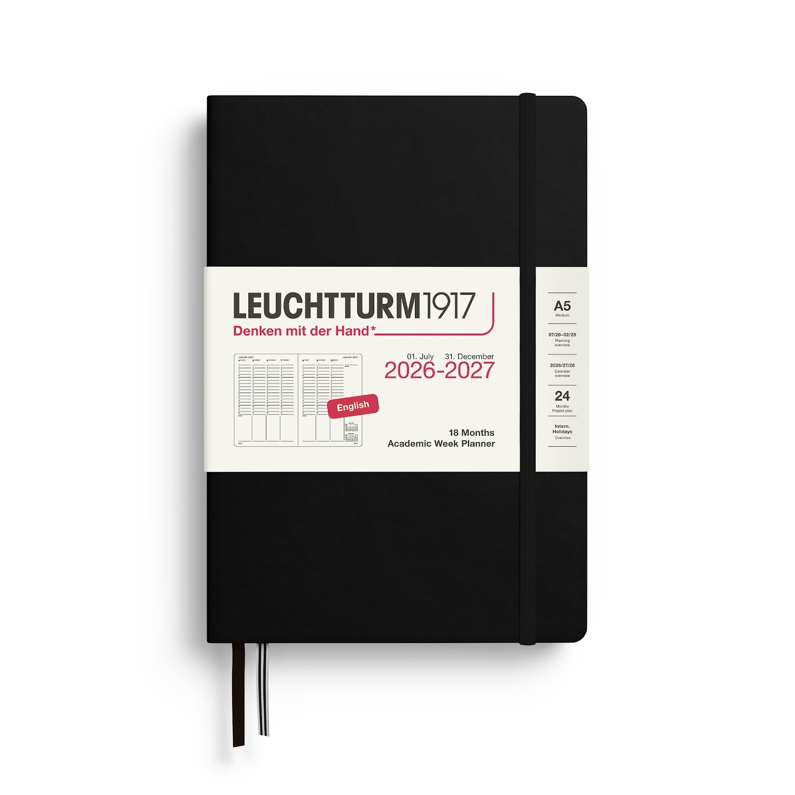 Academic Week Planner Medium (A5) 2027, 18 Months, English