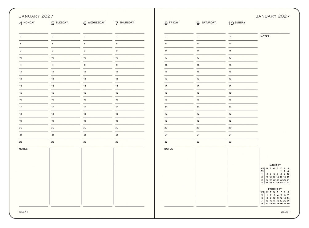 Inner page for a 18 month academic planner