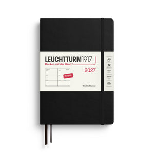 Weekly Planner 2027, 12 Months, English – Medium (A5) Hardcover Black