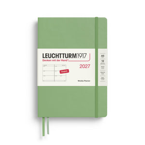 Weekly Planner 2027, 12 Months, English – Medium (A5) Hardcover Sage