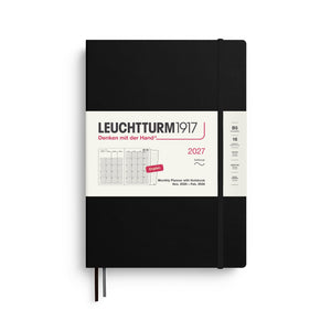 Monthly Planner with Notebook 2027, 16 Months, English – Composition (B5) Softcover Black
