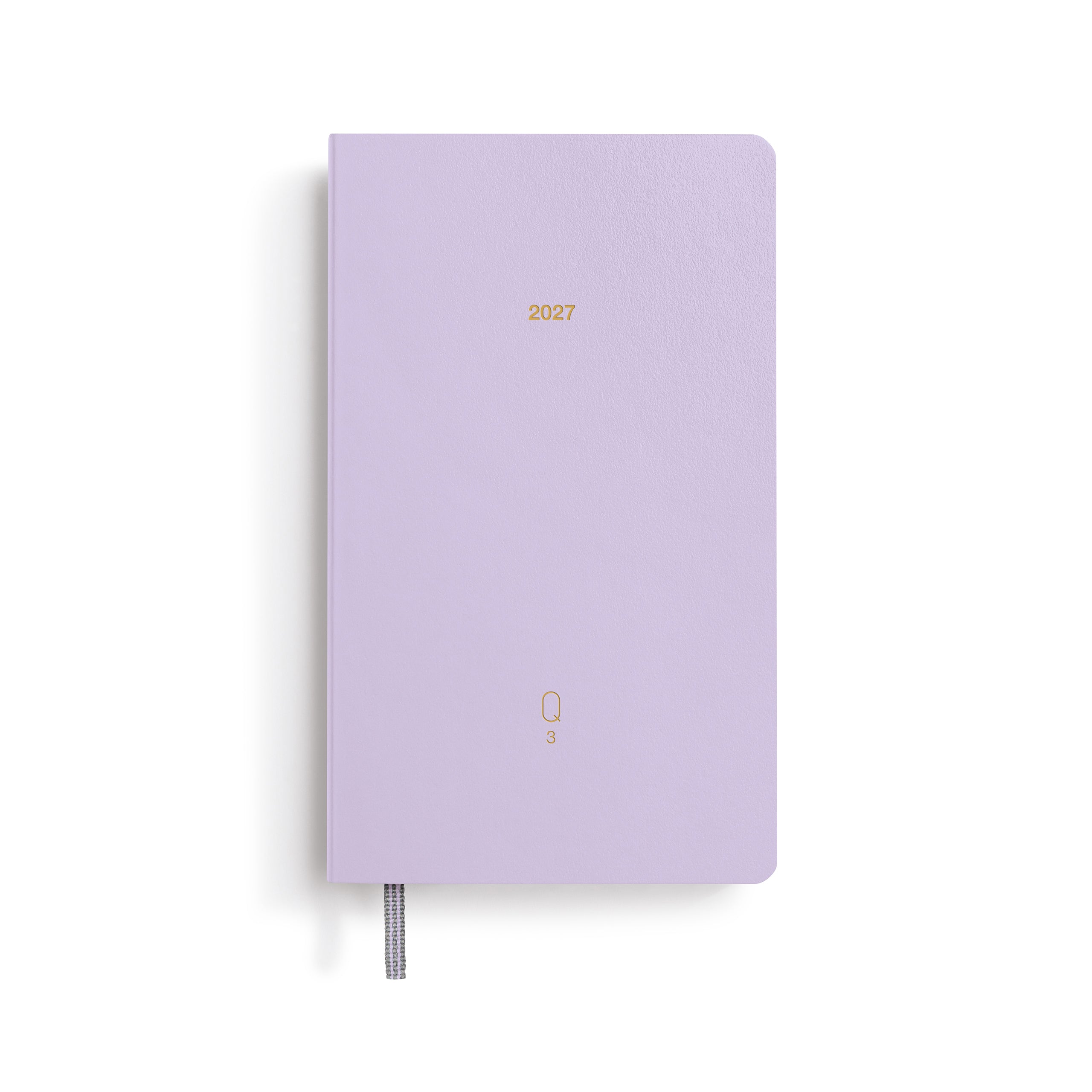 Purple notebook with '2027' on a white background