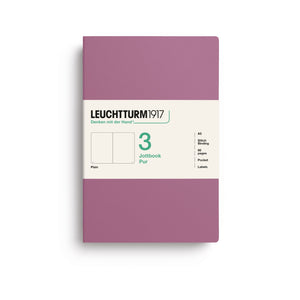 Jottbook Pur Medium (A5), plain, Dusty Rose, pack of 3