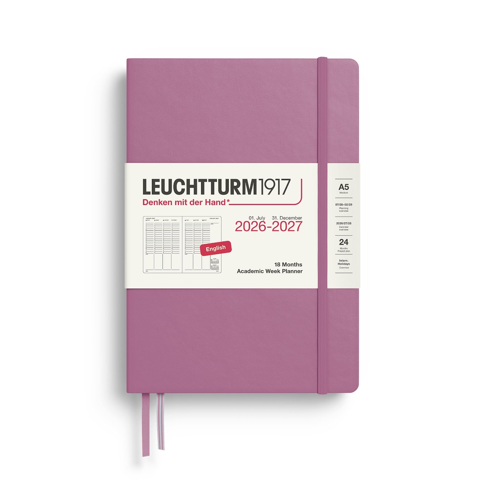 Academic Week Planner Medium (A5) 2027, 18 Months, English