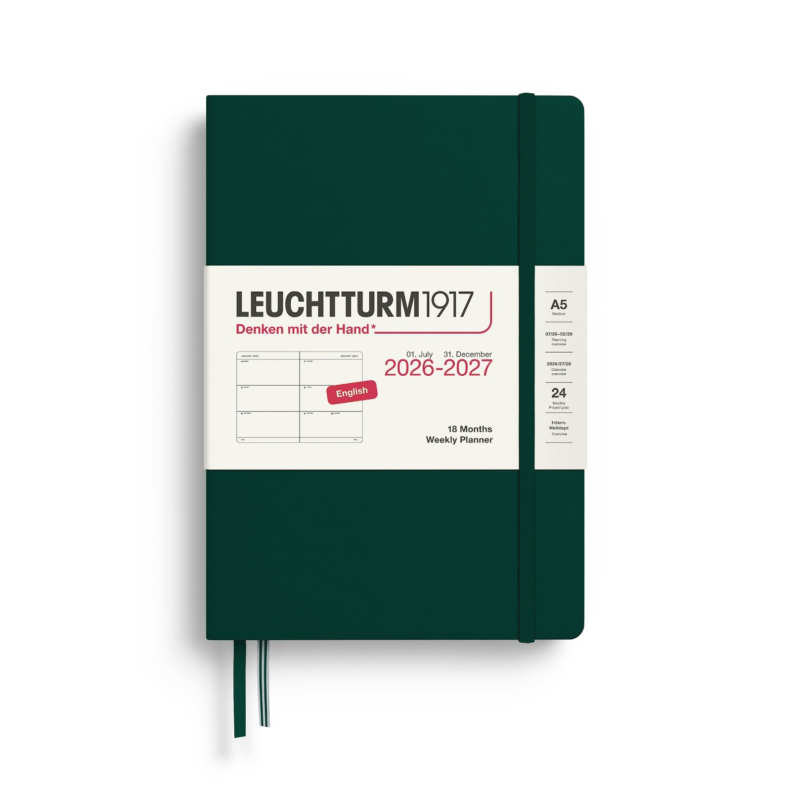 Weekly Planner Medium (A5) 2027, 18 Months, English