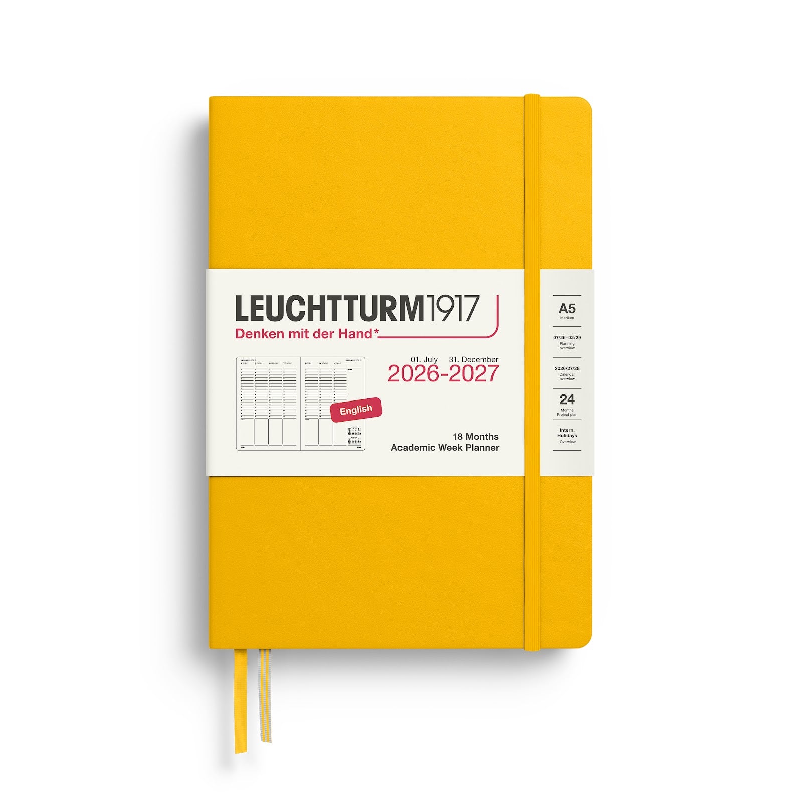 Academic Week Planner Medium (A5) 2027, 18 Months, English
