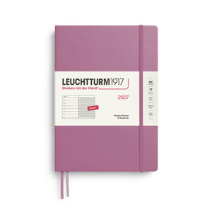 Weekly Planner & Notebook 2027, 12 Months, Ruled, English – Composition (B5) Hardcover Dusty Rose