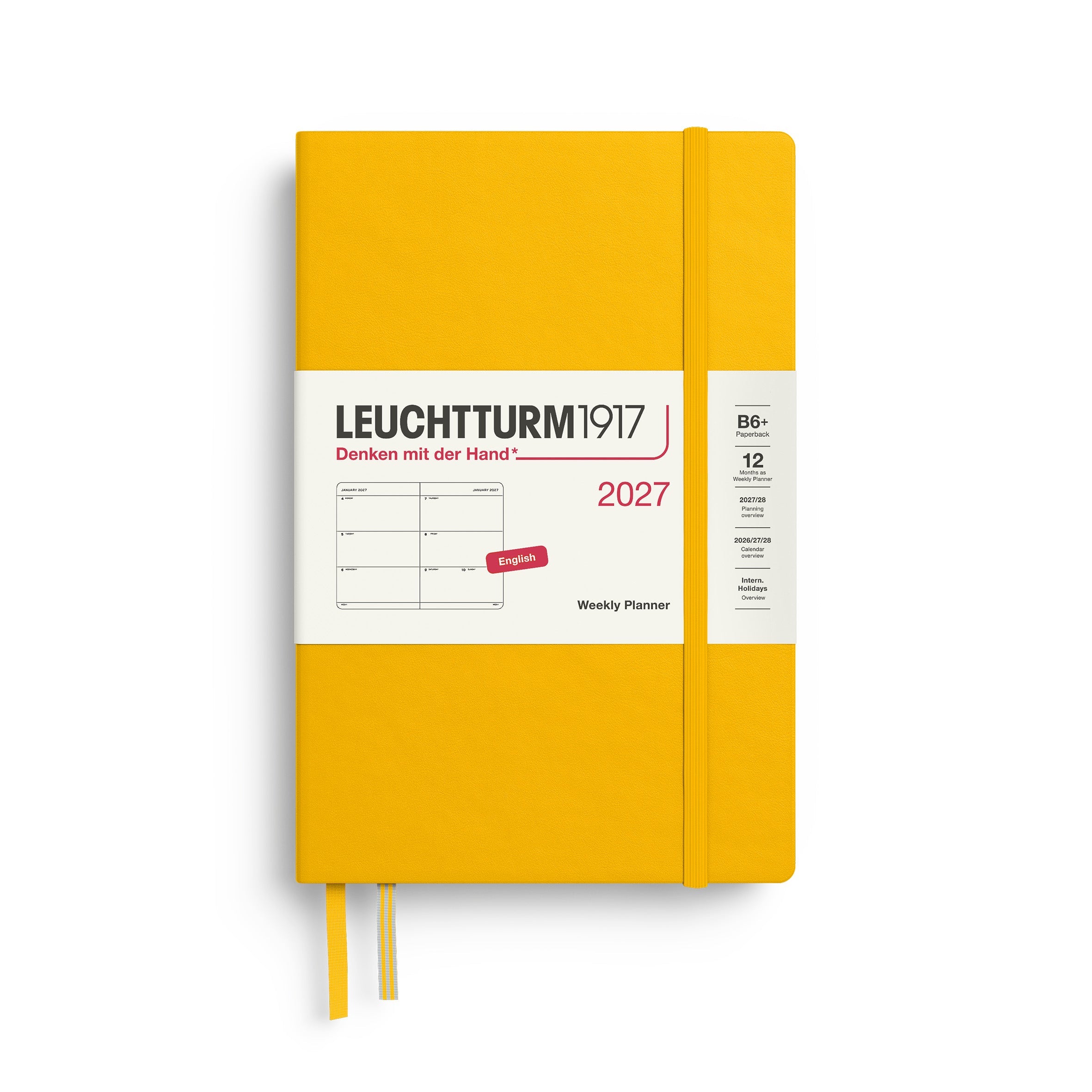 Weekly Planner 2027, 12 Months, English – Paperback (B6+) Hardcover Sunflower