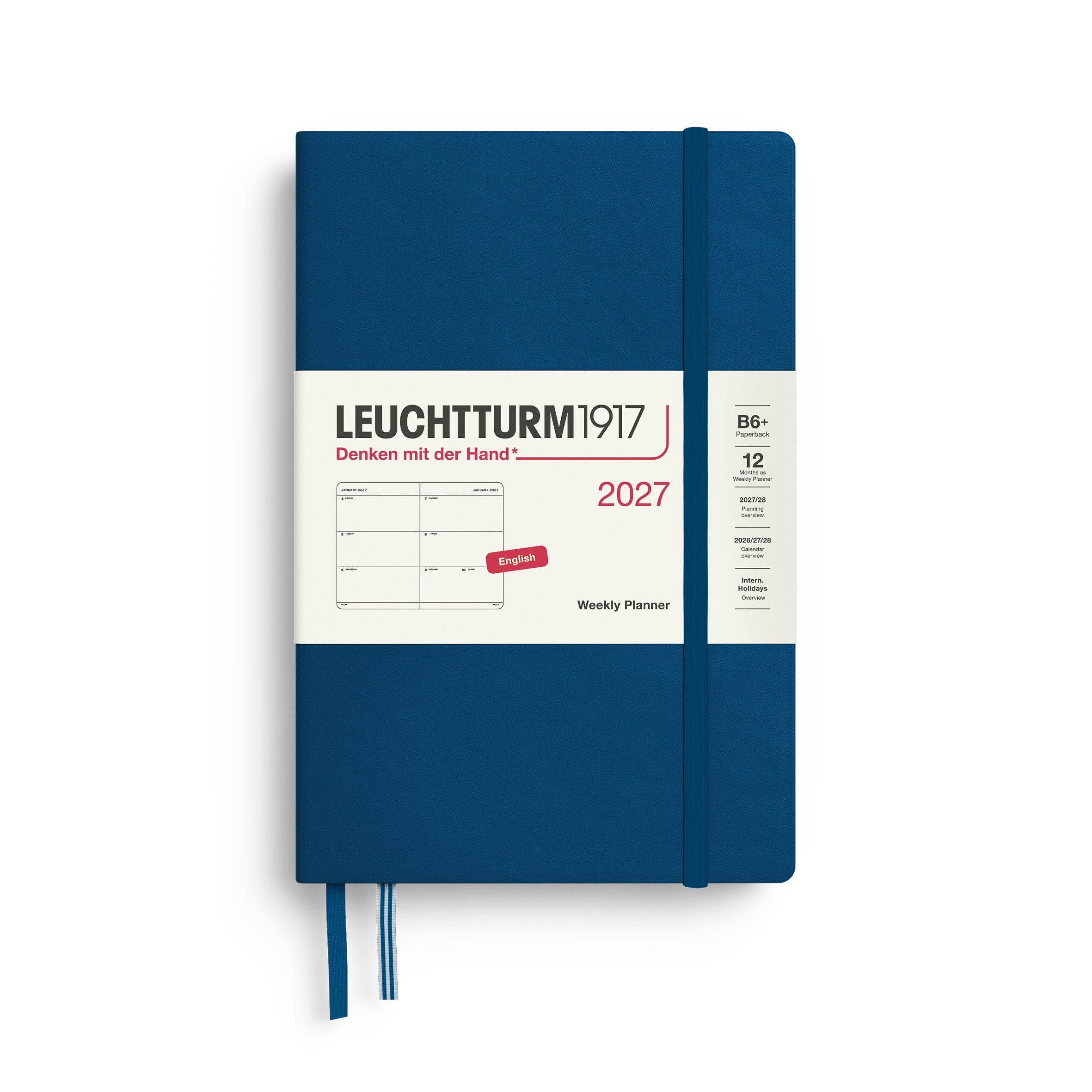 Weekly Planner 2027, 12 Months, English – Paperback (B6+) Hardcover Indigo