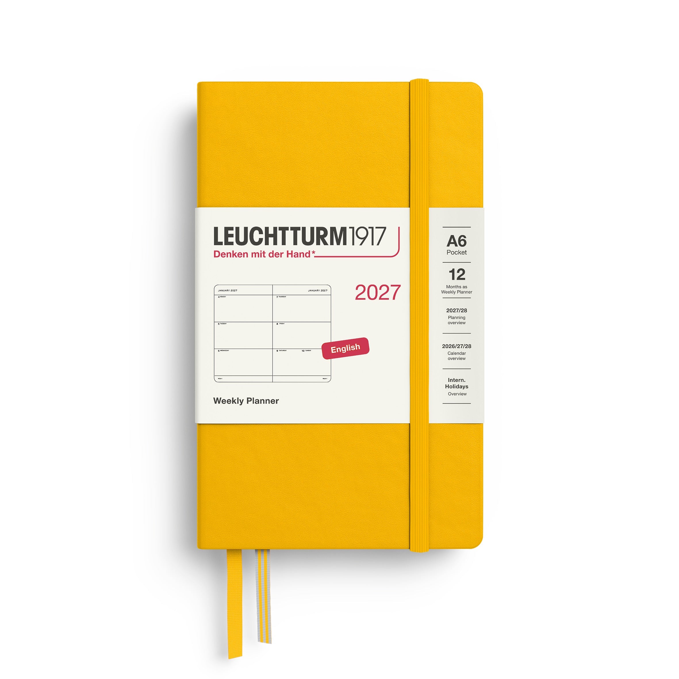 Weekly Planner 2027, 12 Months, English – Pocket (A6) Hardcover Sunflower