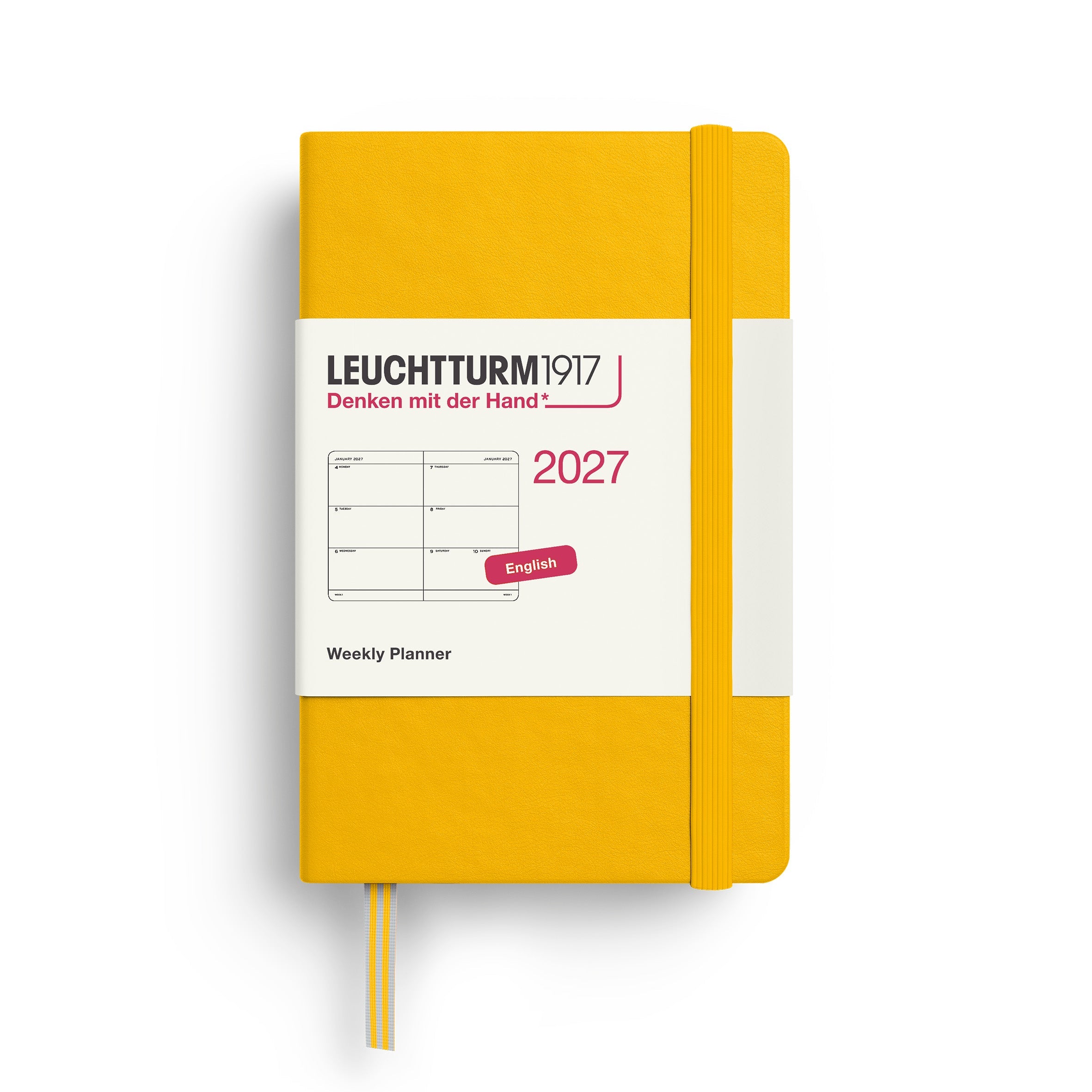 Weekly Planner 2027, 12 Months, English – Mini (A7) Hardcover Sunflower
