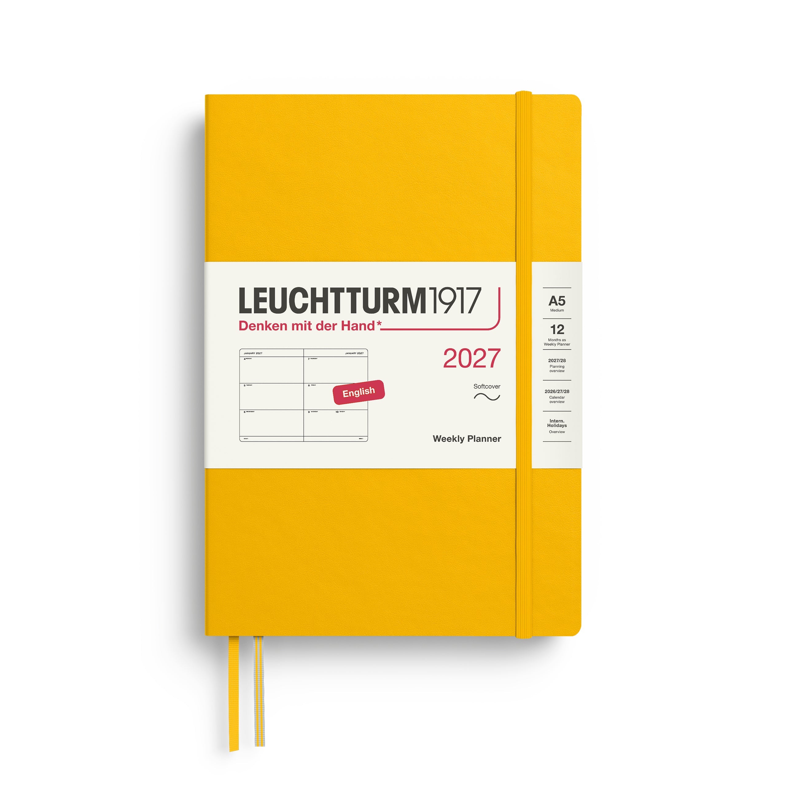 Weekly Planner 2027, 12 Months, English – Medium (A5) Softcover Sunflower