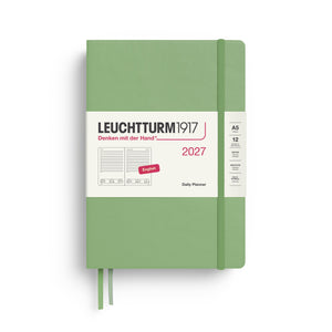 Daily Planner 2027, 12 Months, English – Medium (A5) Hardcover Sage