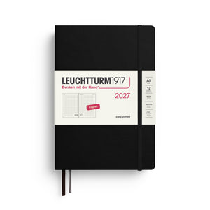Daily Planner 2027, 12 Months, Dotted, English – Medium (A5) Hardcover Black