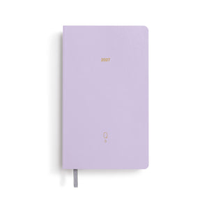 Purple notebook with '2027' on a white background