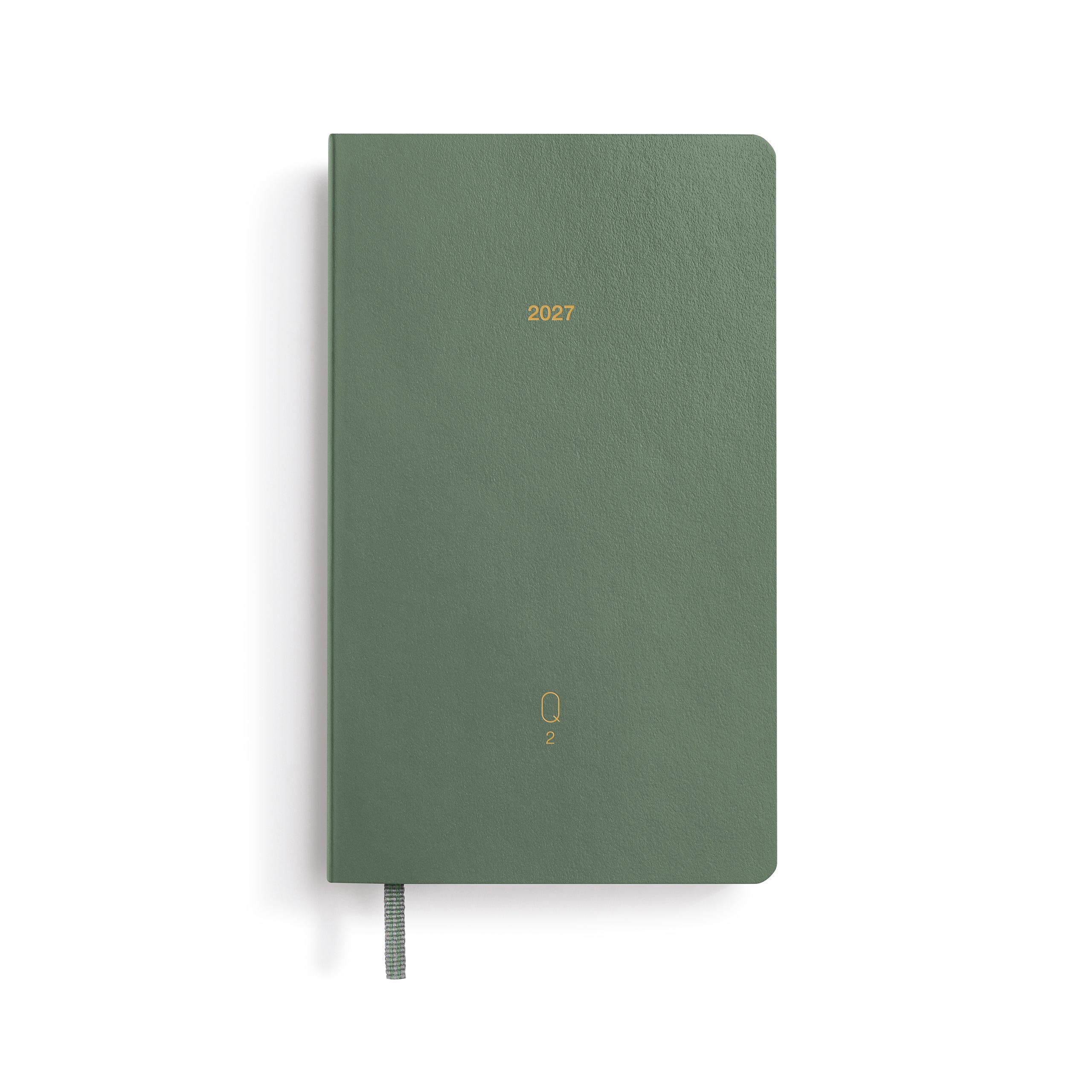 Green notebook with '2027' printed on the cover against a white background