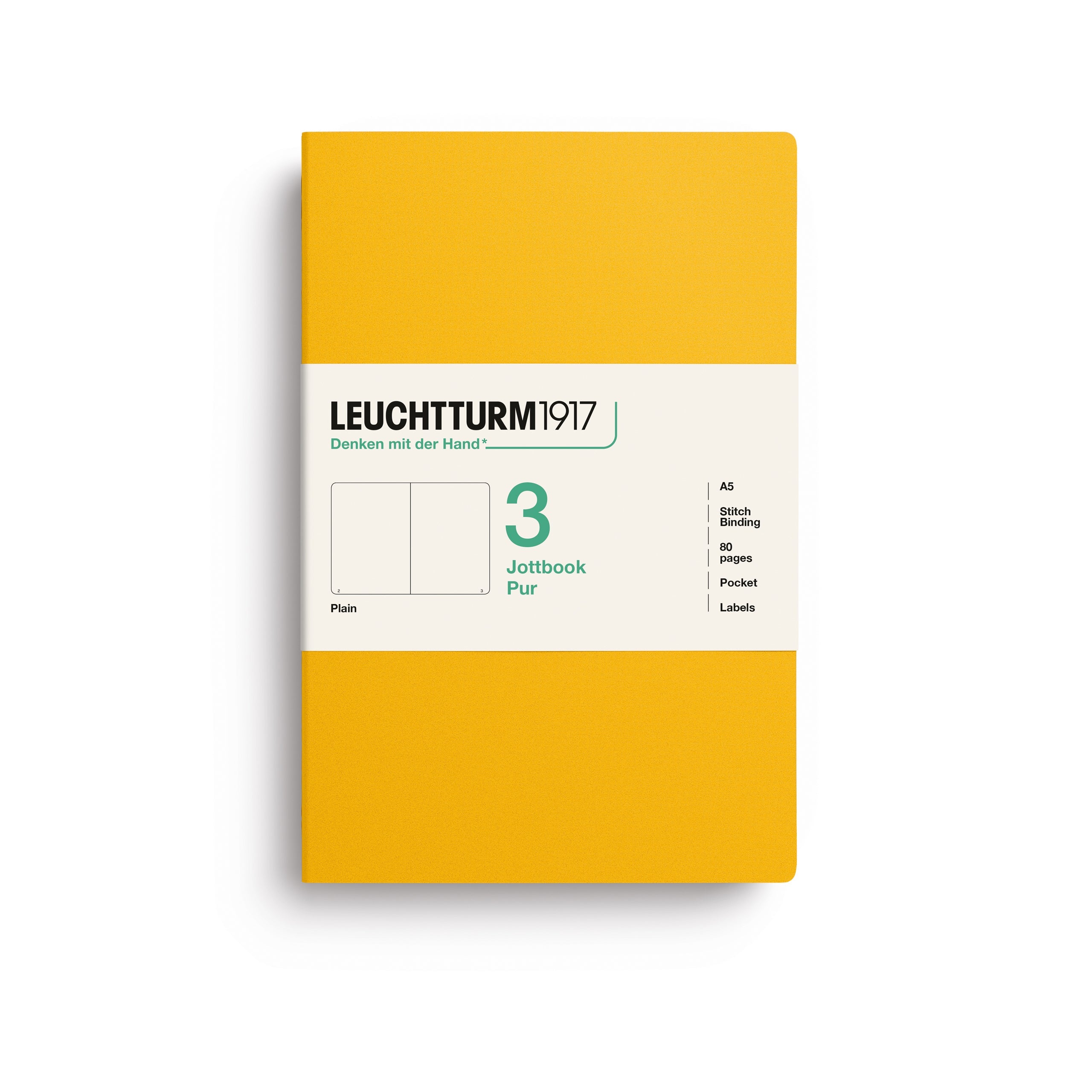 Jottbook Pur Medium (A5), plain, Sunflower, pack of 3