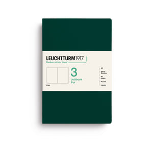 Jottbook Pur Medium (A5), plain, Forest Green, pack of 3