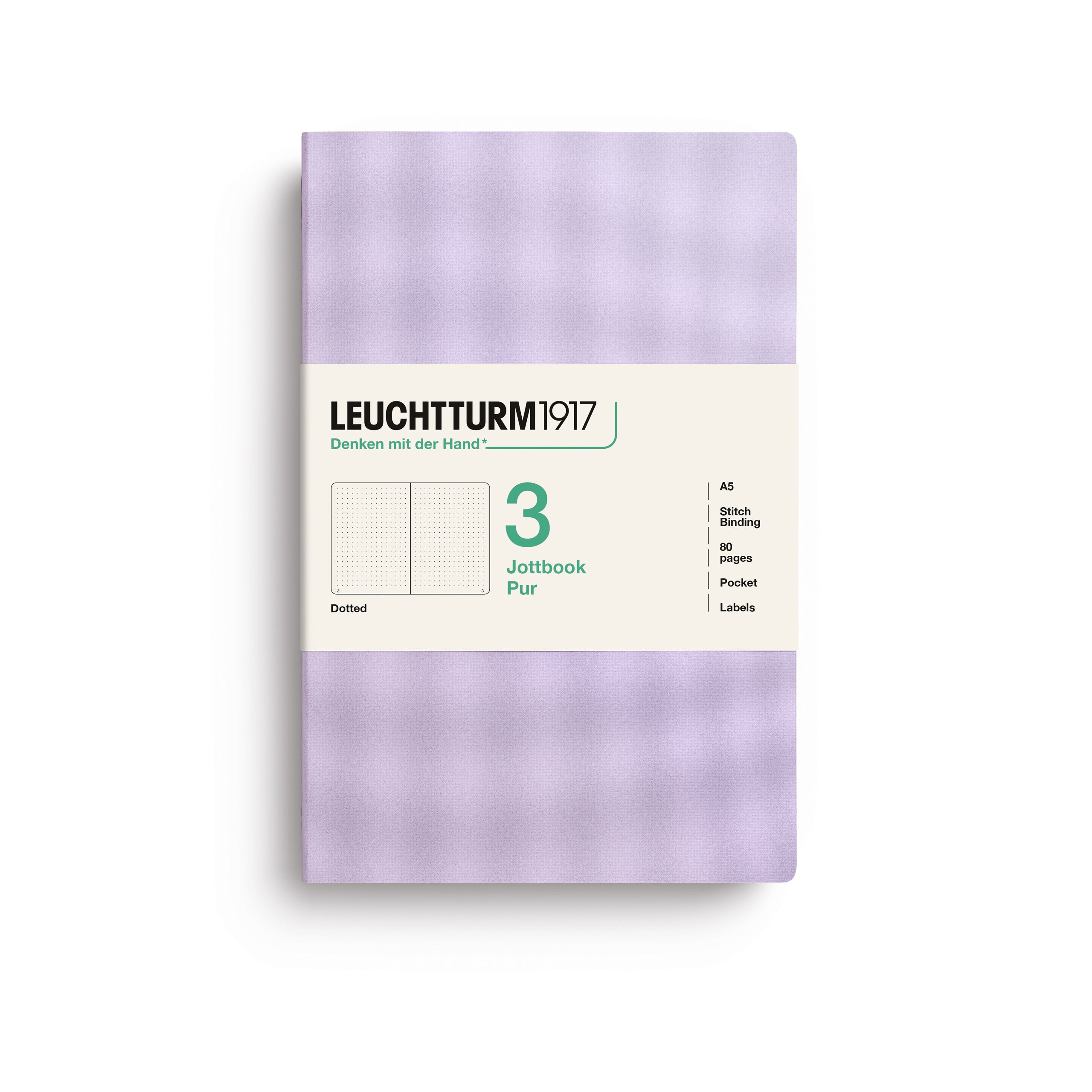 Jottbook Pur Medium (A5), dotted, Lilac, pack of 3