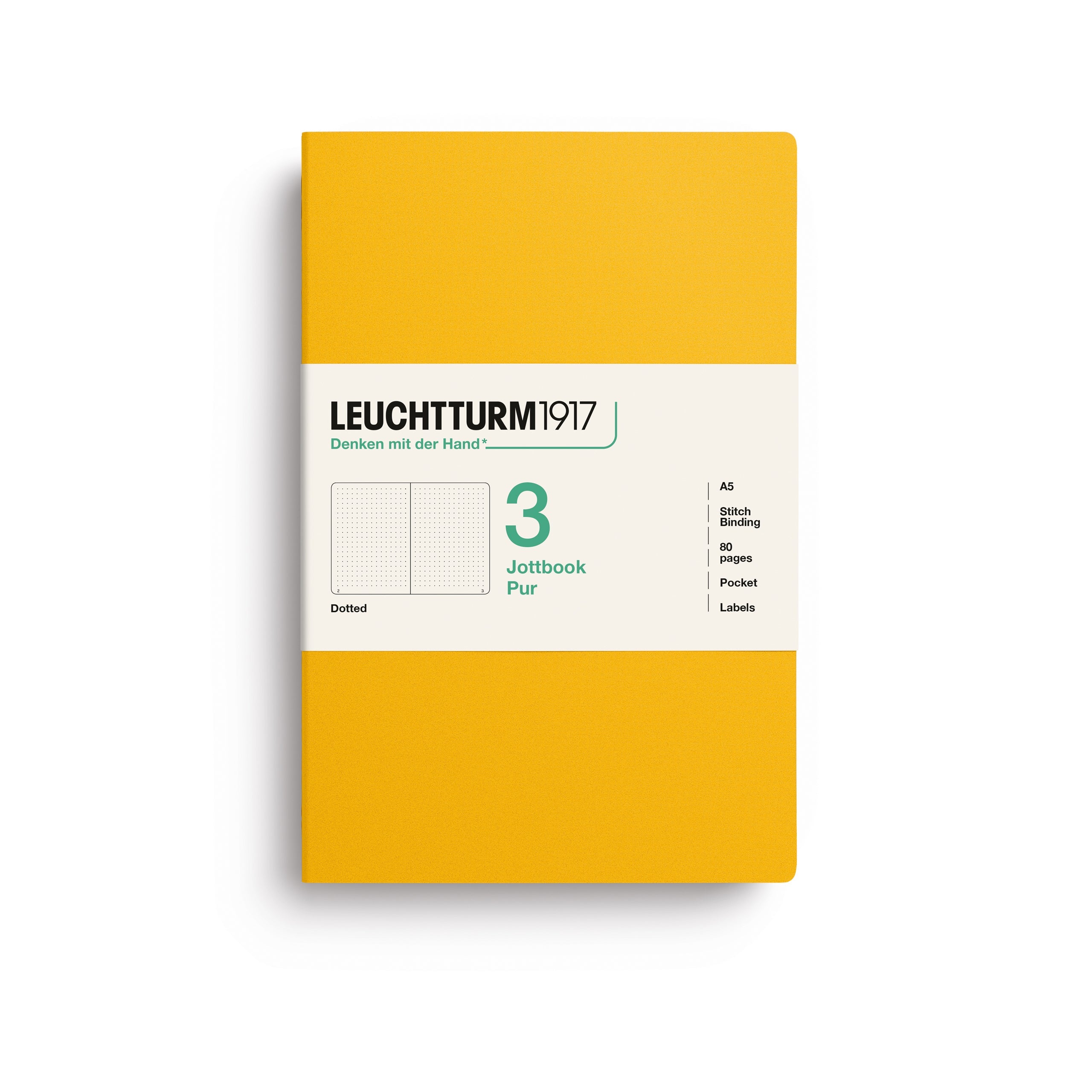 Jottbook Pur Medium (A5), dotted, Sunflower, pack of 3
