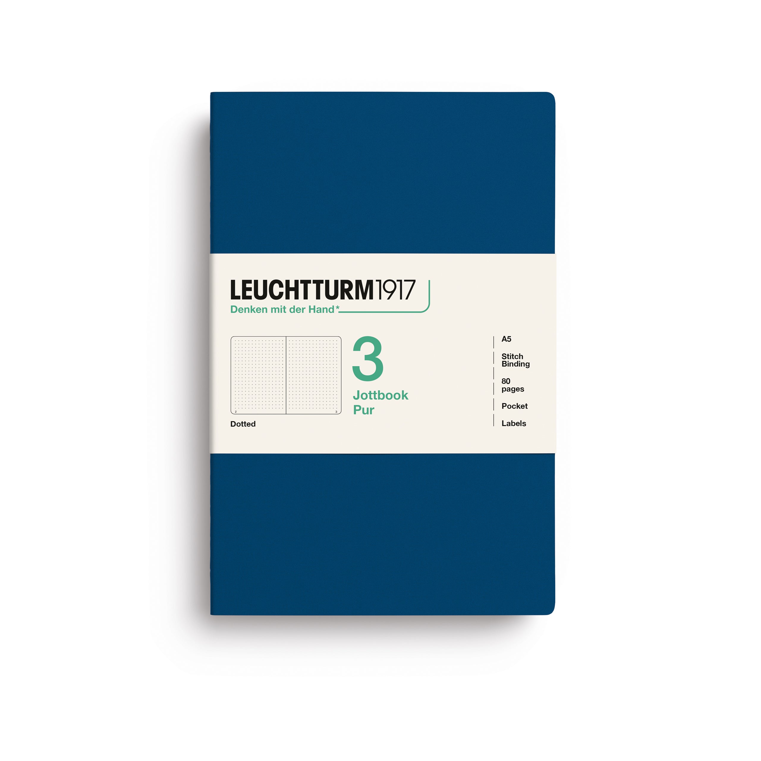 Jottbook Pur Medium (A5), dotted, Indigo, pack of 3
