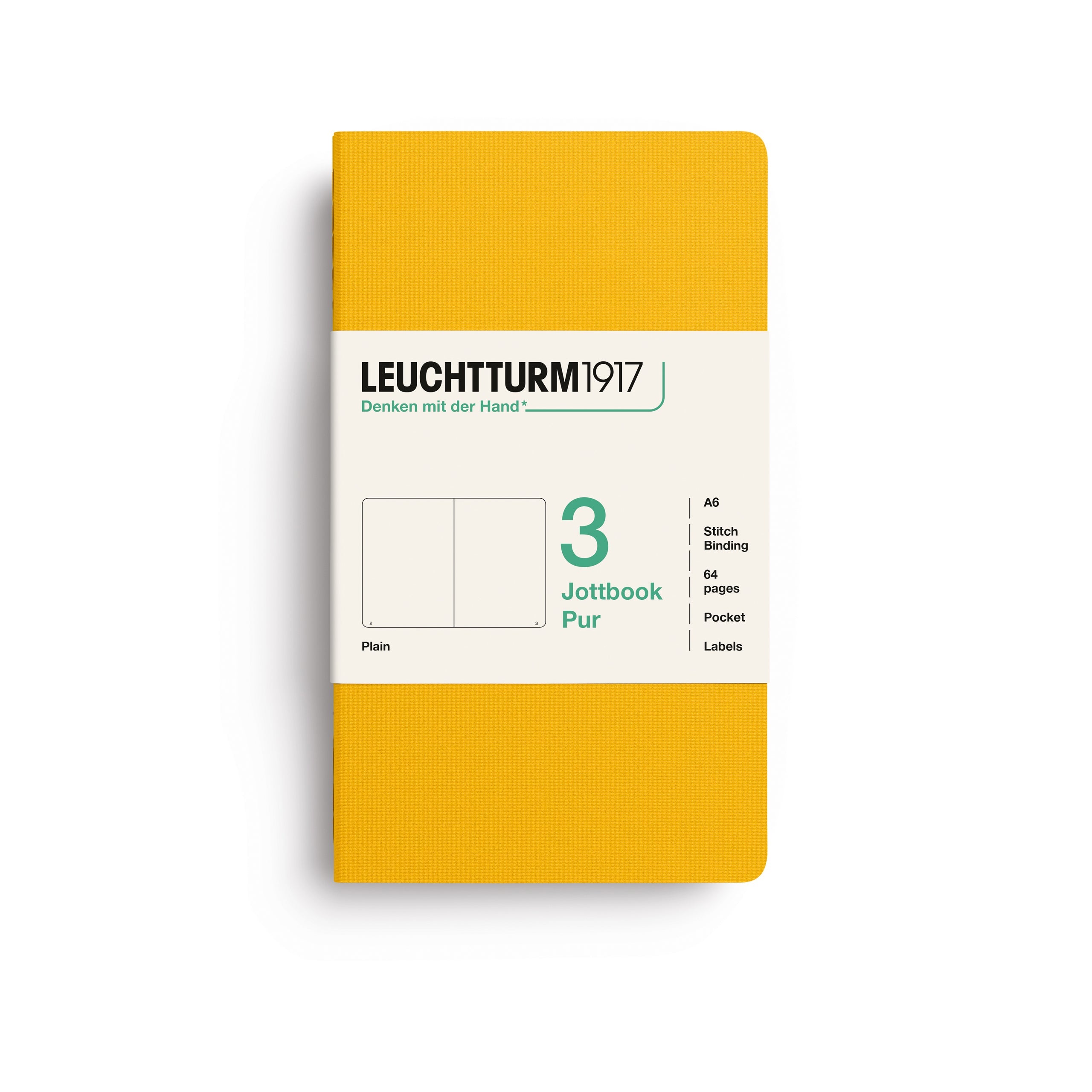 Jottbook Pur Pocket (A6), plain, Sunflower, pack of 3