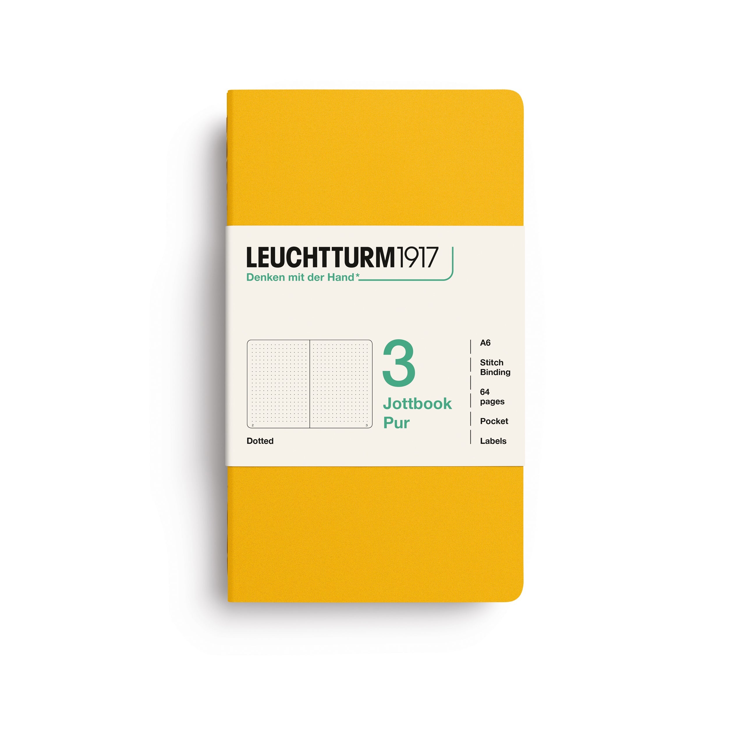 Jottbook Pur Pocket (A6), dotted, Sunflower, pack of 3
