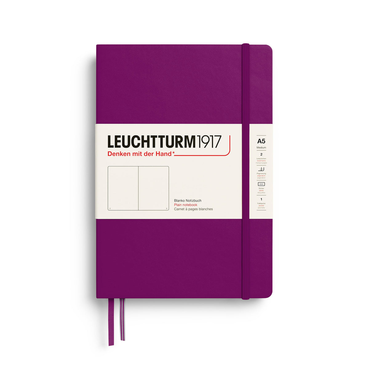 Burgundy notebook with Leuchtturm1917 branding on a white background