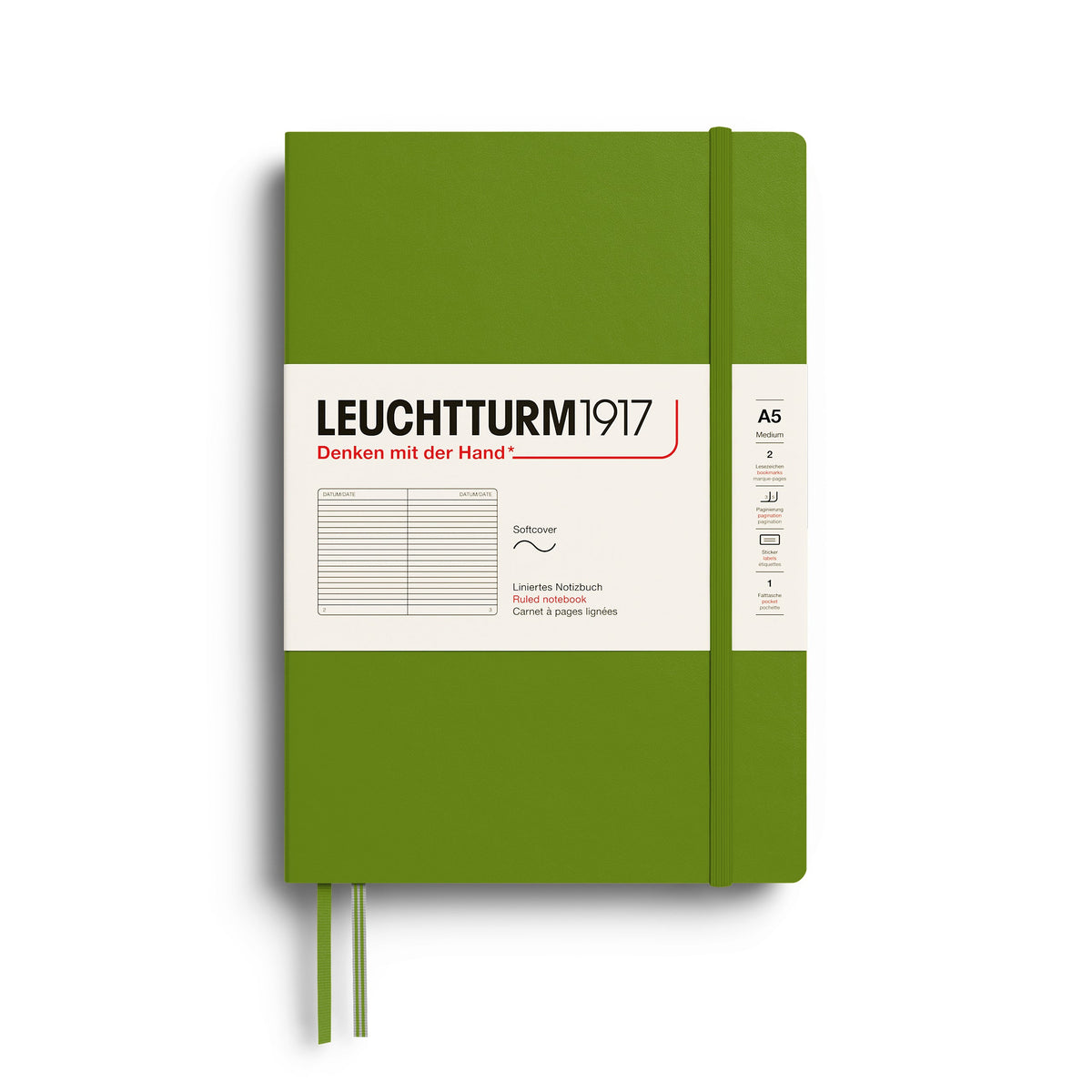 Moss softcover notebook with Leuchtturm1917 branding on a white background