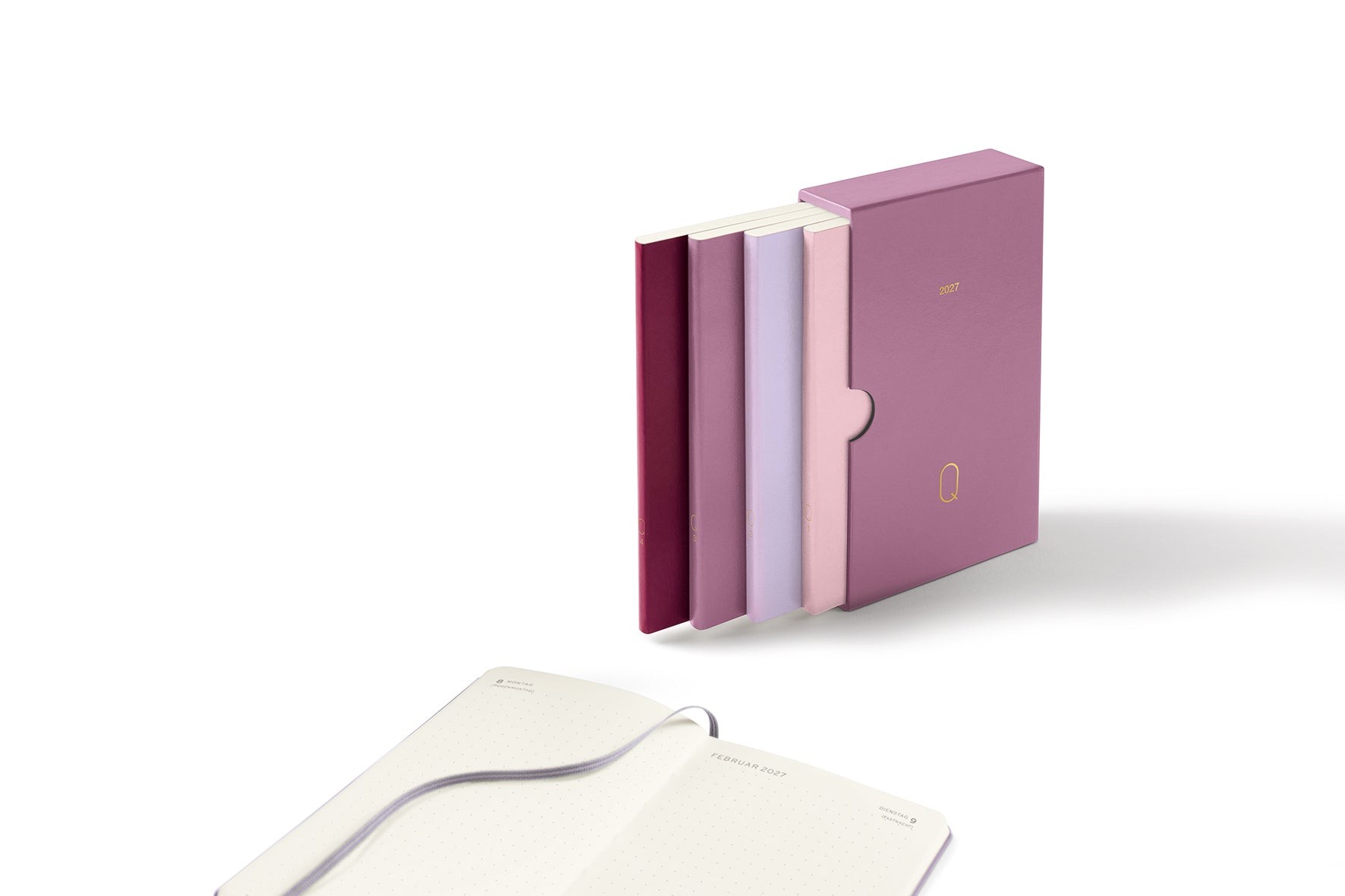 Purple and beige notebook on a white background