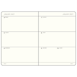 Two calendar views side by side for January 2027 on a white background.
