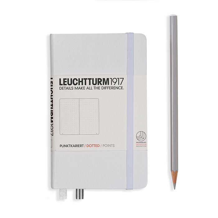 Notebook Pocket (A6) Hardcover, 185 numbered pages, dotted, white