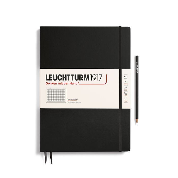 Notebook Master Slim (A4+) Hardcover, 121 numbered pages, squared, black