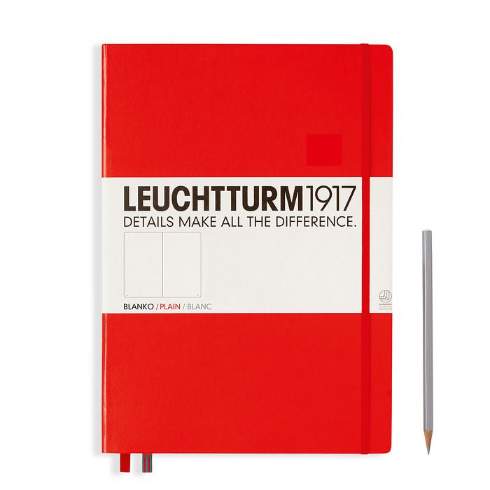 Notebook Master (A4+) Hardcover, 233 numbered pages, plain, red