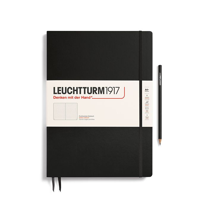 Notebook Master Slim (A4+) Hardcover, 121 numbered pages, dotted, black