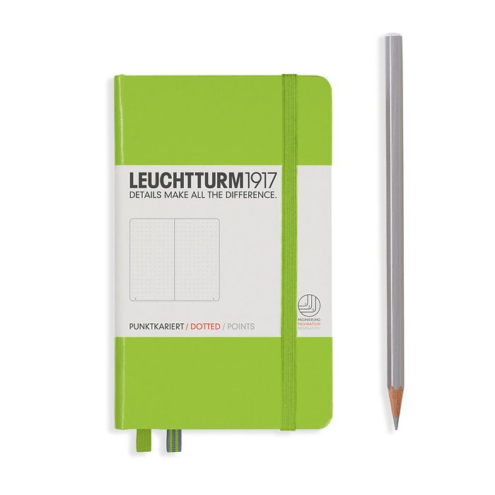 Notebook Pocket (A6) Hardcover, 185 numbered pages, dotted, lime