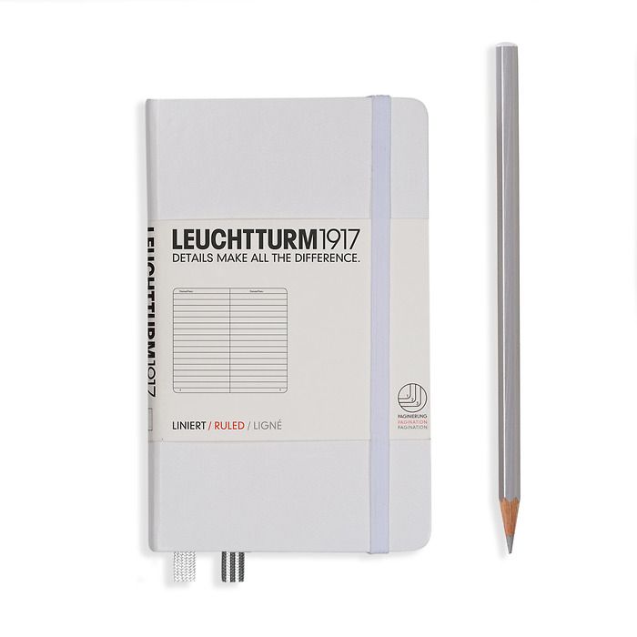 Notebook Pocket (A6) Hardcover, 185 numbered pages, ruled, white
