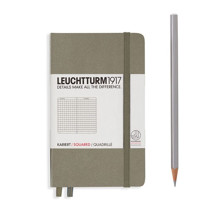 Notebook Pocket (A6) Hardcover, 185 numbered pages, squared, taupe