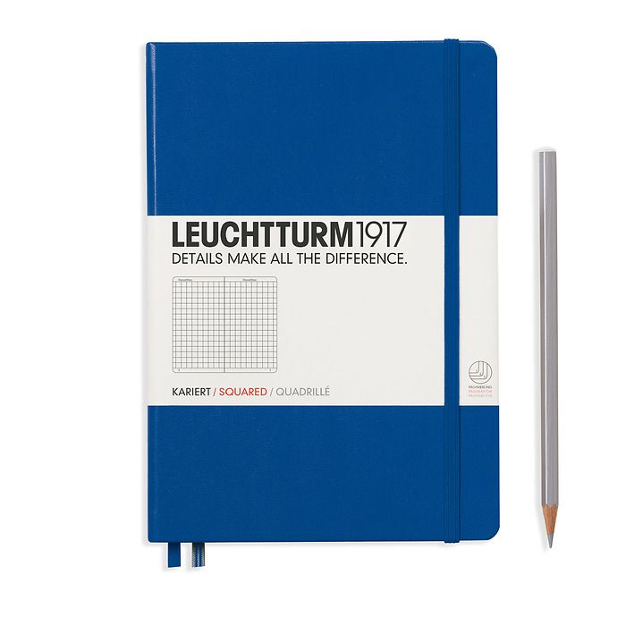 Notebook Medium (A5), Hardcover, 251 numbered pages, squared, royal blue