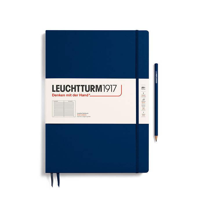 Notebook Master Slim (A4+) Hardcover, 121 numbered pages, ruled, navy