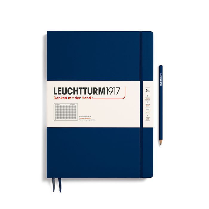 Notebook Master Slim (A4+) Hardcover, 121 numbered pages, squared, navy