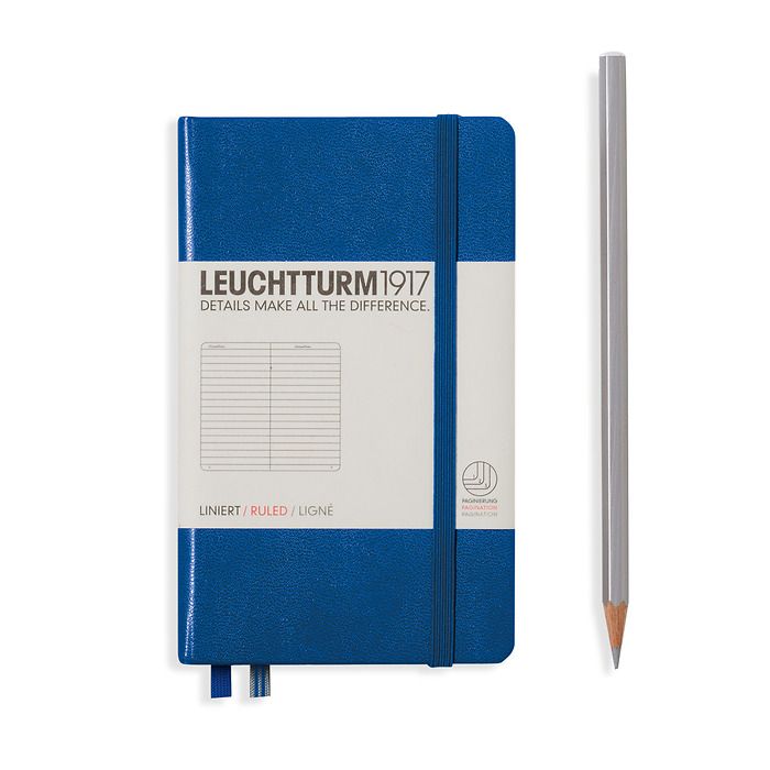 Notebook Pocket (A6) Hardcover, 185 numbered pages, ruled, royal blue