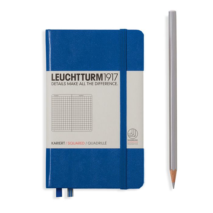 Notebook Pocket (A6) Hardcover, 185 numbered pages, squared, royal blue