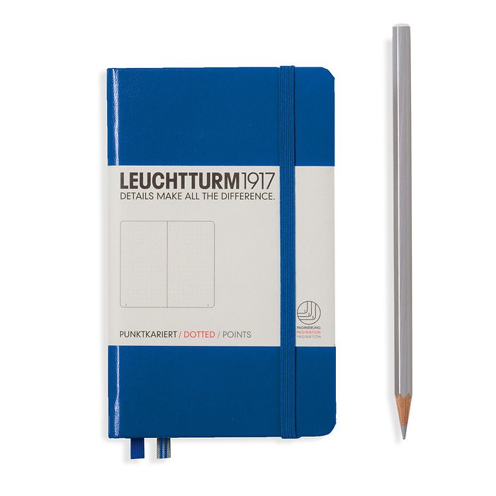 Notebook Pocket (A6) Hardcover, 185 numbered pages, dotted, royal blue