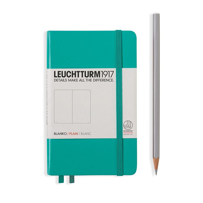 Notebook Pocket (A6) Hardcover, 185 numbered pages, plain, emerald