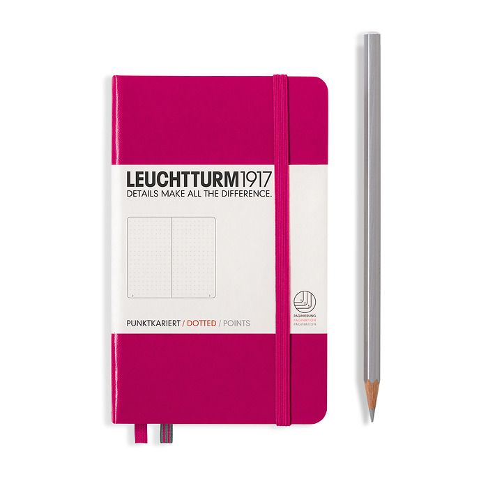 Notebook Pocket (A6) Hardcover, 185 numbered pages, dotted, berry