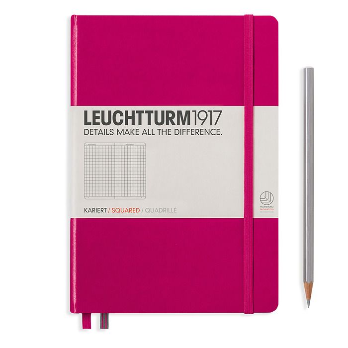 Notebook Medium (A5) Hardcover, 249 numbered pages, squared, berry