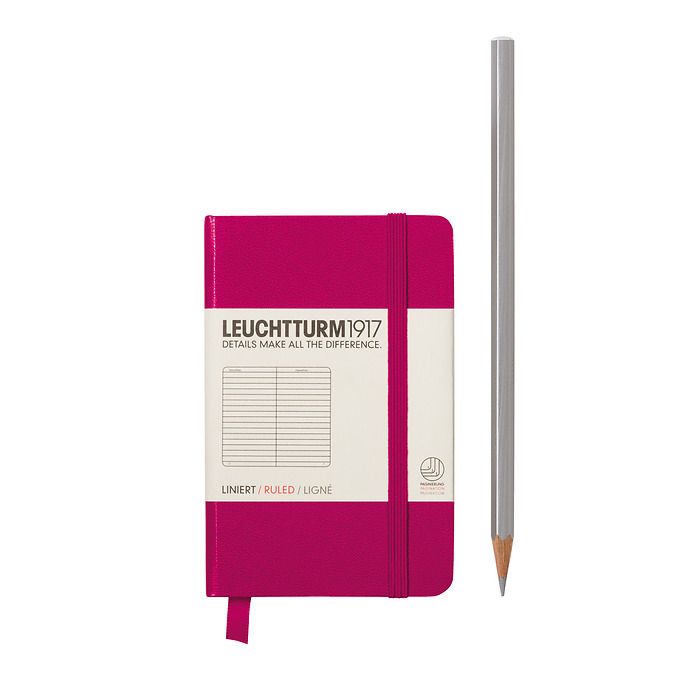 Notebook Mini (A7) Hardcover, 169 numbered pages, ruled, berry