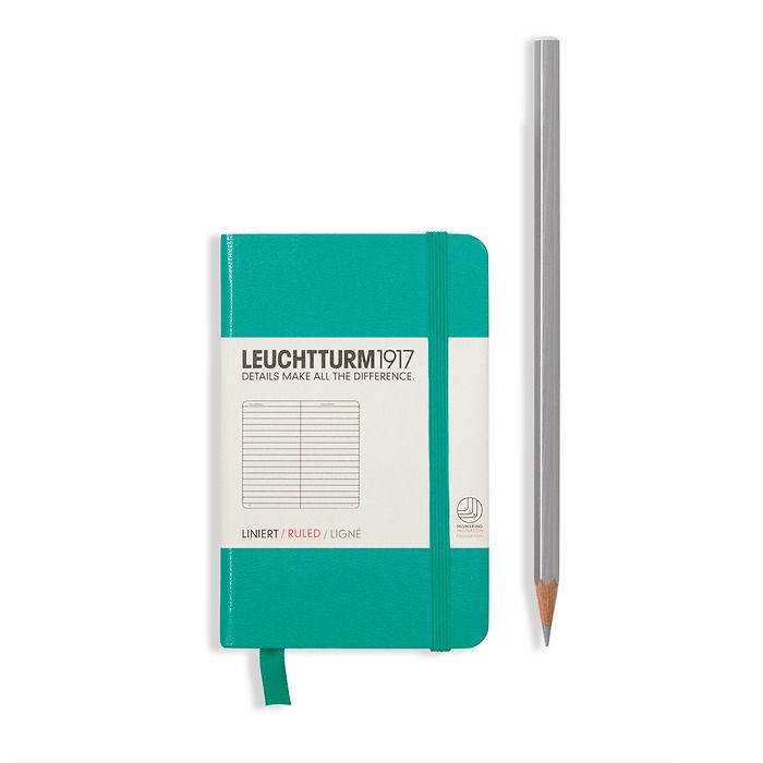 Notebook Mini (A7) Hardcover, 169 numbered pages, ruled, emerald